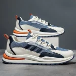 Breathable Mesh Luxury Men’s Running Shoes Sneakers N-10 White/Blue - Image 3