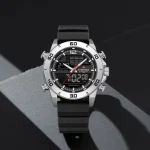Naviforce 9253 Dual Time Rubber Belt Men's Watch- Black/Silver - Image 4