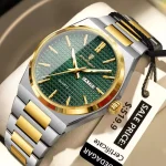 Poedagar 874 Stainless Steel Men's Watch- Silver Golden/Green