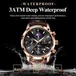 Poedagar 882 Chronograph Leather Belt Men's Watch- Brown/Black - Image 3