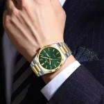 Poedagar 874 Stainless Steel Men's Watch- Silver Golden/Green - Image 4