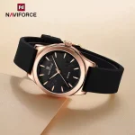 Naviforce 5051 Rubber Belt Ladies Watch- Black - Image 2