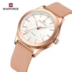 Naviforce 5051 Rubber Belt Ladies Watch- Rose Gold - Image 3