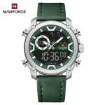 Naviforce 9261 Dual Time Leather Belt Men's Watch- Green