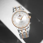 Naviforce 9272 Stainless Steel Men's Watch- Silver Rose Gold/White