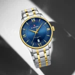 Naviforce 9272 Stainless Steel Men's Watch- Silver Golden/Blue - Image 2