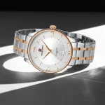 Naviforce 9272 Stainless Steel Men's Watch- Silver Rose Gold/White - Image 2