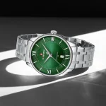 Naviforce 9272 Stainless Steel Men's Watch- Silver/Green - Image 2