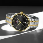 Naviforce 9272 Stainless Steel Men's Watch- Silver Golden/Black - Image 2