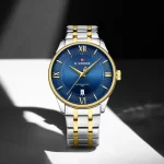 Naviforce 9272 Stainless Steel Men's Watch- Silver Golden/Blue