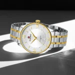 Naviforce 9272 Stainless Steel Men's Watch- Silver Golden/White - Image 2