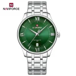 Naviforce 9272 Stainless Steel Men's Watch- Silver/Green - Image 4