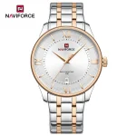 Naviforce 9272 Stainless Steel Men's Watch- Silver Rose Gold/White - Image 4
