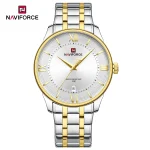 Naviforce 9272 Stainless Steel Men's Watch- Silver Golden/White - Image 4