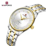 Naviforce 9272 Stainless Steel Men's Watch- Silver Golden/White - Image 3