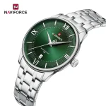 Naviforce 9272 Stainless Steel Men's Watch- Silver/Green - Image 3