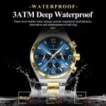 Poedagar 688 Chronograph Men's Watch- Silver Golden/Blue - Image 2