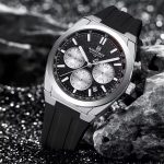 Naviforce 8080 Chronograph Rubber Belt Men's Watch- Black/Silver