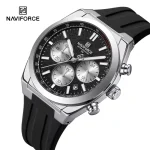 Naviforce 8080 Chronograph Rubber Belt Men's Watch- Black/Silver - Image 4