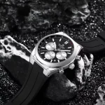 Naviforce 8080 Chronograph Rubber Belt Men's Watch- Black/Silver - Image 3