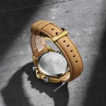 Naviforce 9262 Dual Time Leather Belt Men's Watch- Golden - Image 3