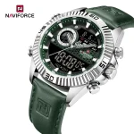 Naviforce 9262 Dual Time Leather Belt Men's Watch- Green - Image 2