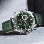 Naviforce 9262 Dual Time Leather Belt Men's Watch- Green - Image 5