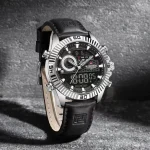 Naviforce 9262 Dual Time Leather Belt Men's Watch- Black