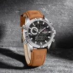 Naviforce 9262 Dual Time Leather Belt Men's Watch- Brown/Black
