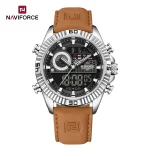 Naviforce 9262 Dual Time Leather Belt Men's Watch- Brown/Black - Image 4