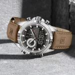 Naviforce 9262 Dual Time Leather Belt Men's Watch- Brown/Gray - Image 3