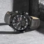 Naviforce 9262 Dual Time Leather Belt Men's Watch- Gray - Image 3