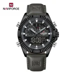Naviforce 9262 Dual Time Leather Belt Men's Watch- Gray - Image 4