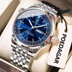Poedagar 673 Stainless Steel Men's Watch- Silver/Blue