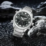 Naviforce 9259 Dual Time Stainless Steel Men's Watch- Silver - Image 5