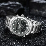 Naviforce 9259 Dual Time Stainless Steel Men's Watch- Silver - Image 4