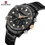 Naviforce 9259 Dual Time Stainless Steel Men's Watch- Black - Image 4