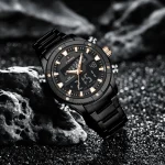 Naviforce 9259 Dual Time Stainless Steel Men's Watch- Black - Image 5