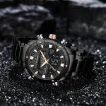 Naviforce 9259 Dual Time Stainless Steel Men's Watch- Black - Image 3