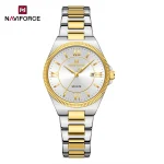 Naviforce 5073 Stainless Steel Ladies Watch- Silver Golden/White - Image 4