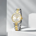 Naviforce 5073 Stainless Steel Ladies Watch- Silver Golden/White - Image 3