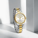Naviforce 5073 Stainless Steel Ladies Watch- Silver Golden/White