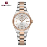 Naviforce 5073 Stainless Steel Ladies Watch- Silver Rose Gold/White - Image 3