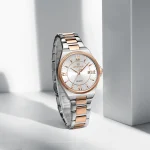 Naviforce 5073 Stainless Steel Ladies Watch- Silver Rose Gold/White
