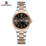 Naviforce 5073 Stainless Steel Ladies Watch- Silver Rose Gold/Black - Image 4