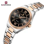 Naviforce 5073 Stainless Steel Ladies Watch- Silver Rose Gold/Black - Image 3