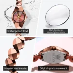 Olevs 7007 Tungsten Steel Ladies Watch- Rose Gold - Image 4