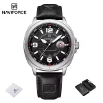 Naviforce 8078 Leather Belt Men's Watch- Black