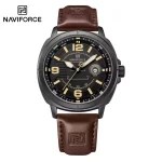 Naviforce 8078 Leather Belt Men's Watch- Brown