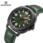 Naviforce 8078 Leather Belt Men's Watch- Green - Image 2